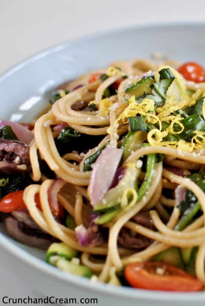 A delicious light Spring/Summer lunch with plenty of veggies, olive oil and parmesan. It's quick, easy and delicious.