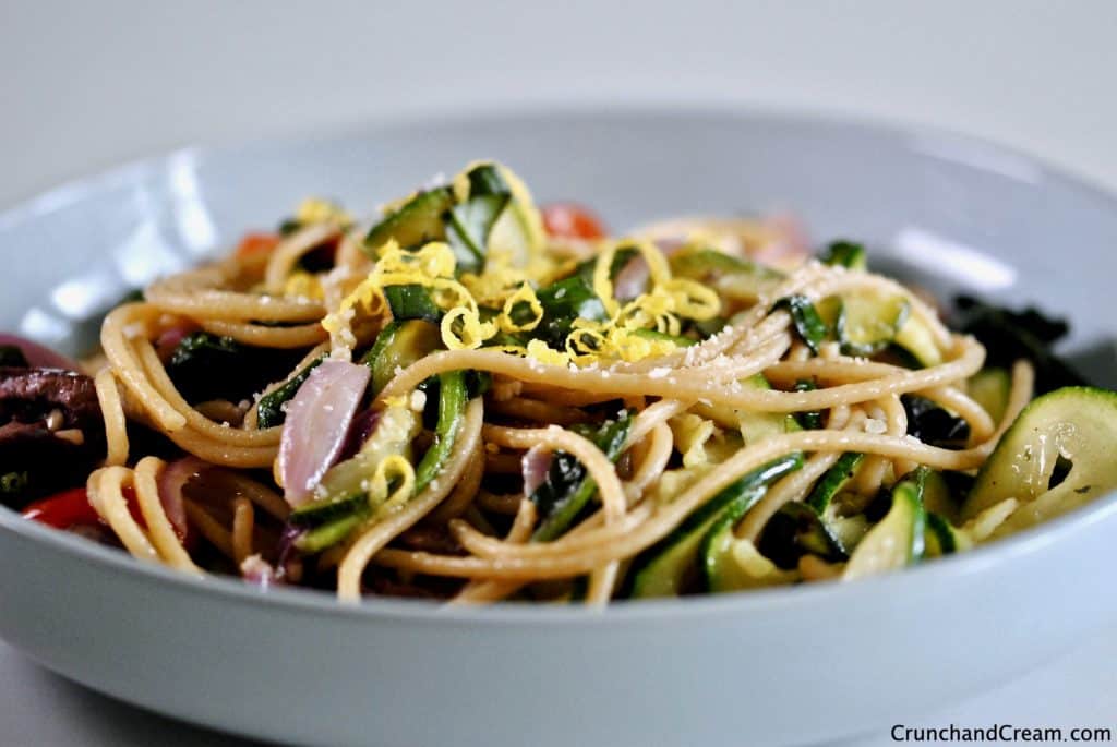 A delicious light Spring/Summer lunch with plenty of veggies, olive oil and parmesan. It's quick, easy and delicious.