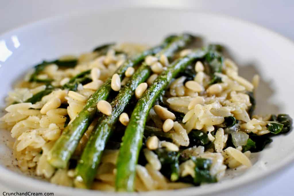 asparagus, lemon & spinach orzo risotto