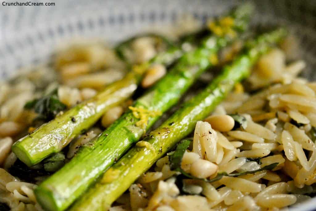 asparagus, lemon & spinach orzo risotto