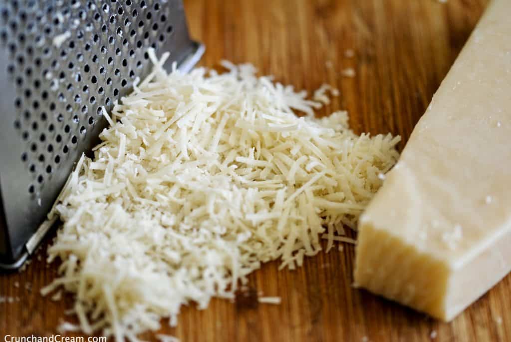 Freshly grated cheese ready for use in a risotto.