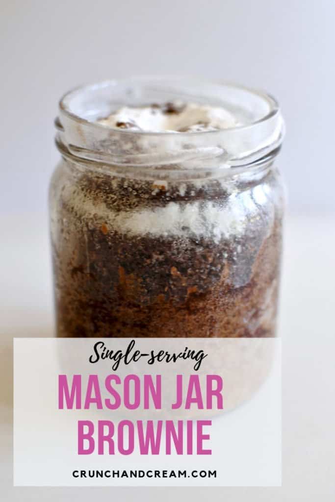 A gooey, chocolatey and fudgy brownie for one baked in a mason jar for the ultimate cute presentation. It's a perfectly sized portion to serve 1 as an indulgent snack or dessert.