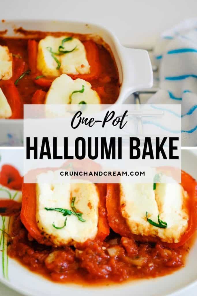 An easy dump-and bake dinner for two, this halloumi is baked in a herbed tomato sauce in roasted red pepper halves with chilli flakes for a little kick. It's quick, easy and requires pretty much no hands-on time. Plus, it's healthy and veggie-friendly!