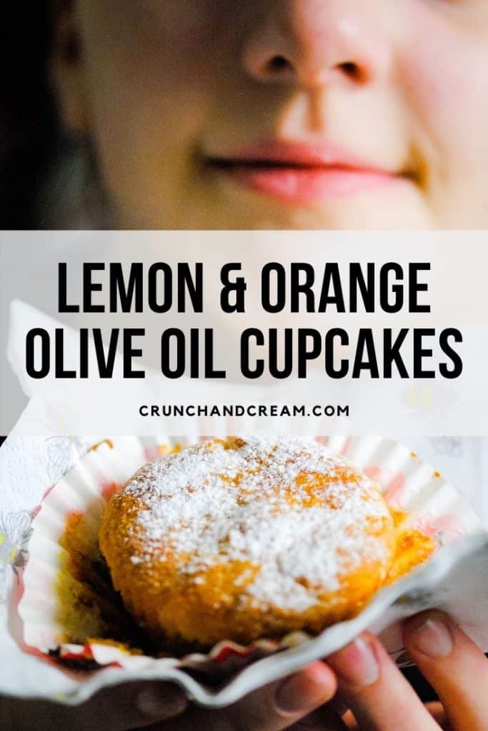 labelled ingredients for eggless lemon & orange olive oil cupcakes