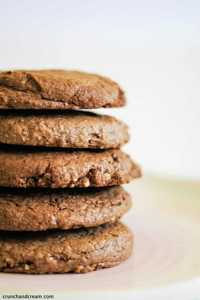 a stack of nutella cookies on a plate