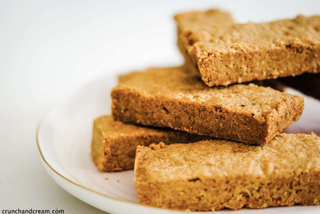 a pile of chai shortbread cookies on a plate