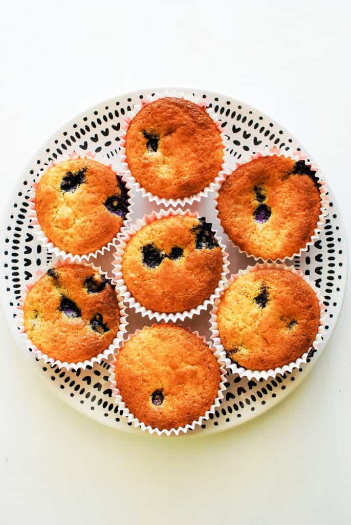plate of blueberry cupcakes