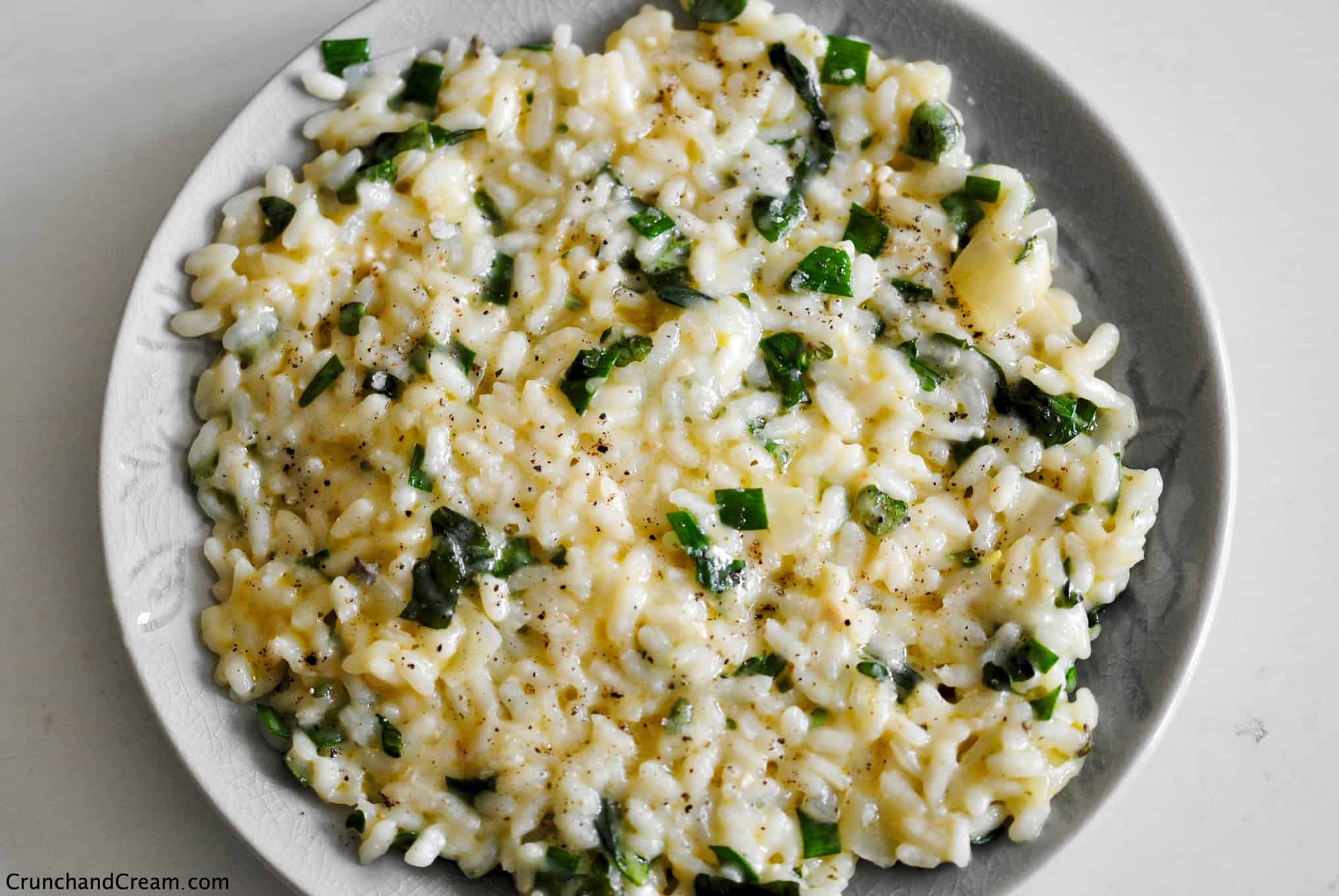 Microwave Risotto with Fresh Herbs for One Crunch & Cream