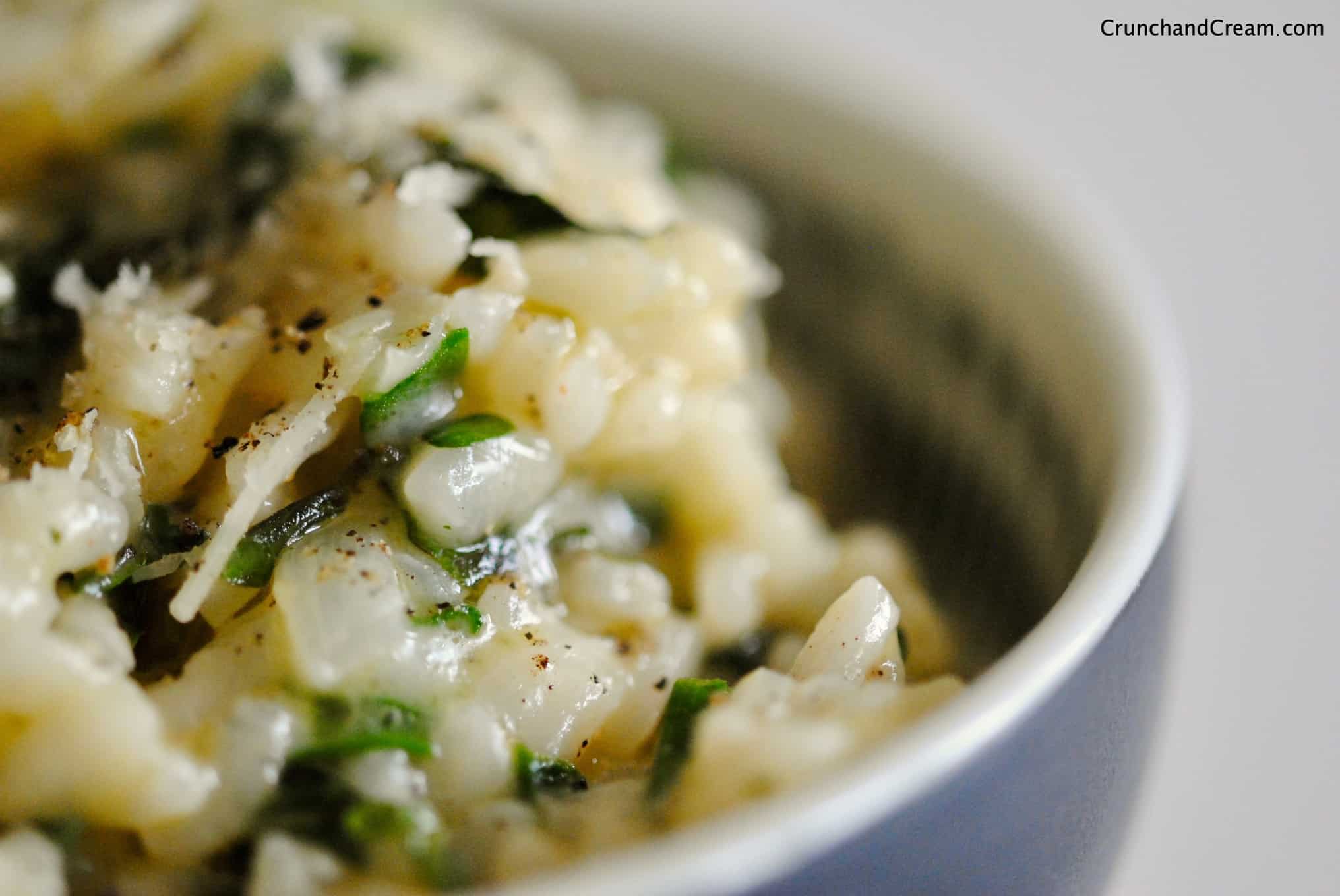 Microwave Risotto with Fresh Herbs for One Crunch & Cream